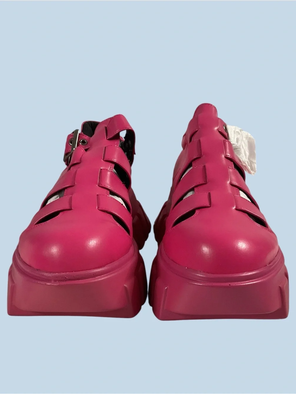NWOT LAMODA Just Coz Chunky Pink Platform Sandals Size 10